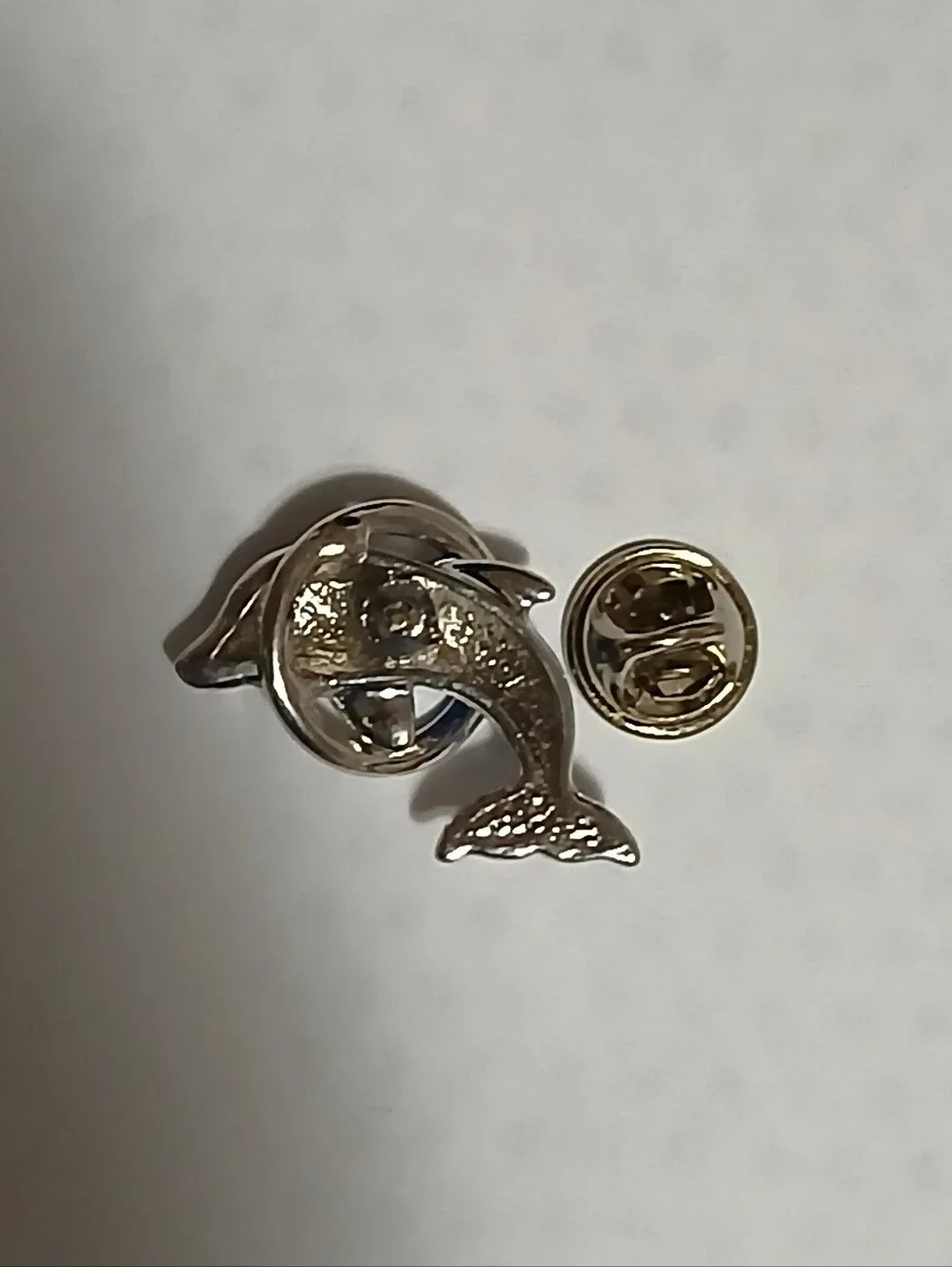 Vintage Dolphin Enamel Brooch lapel Pin Blue Nautical Whimsical Design